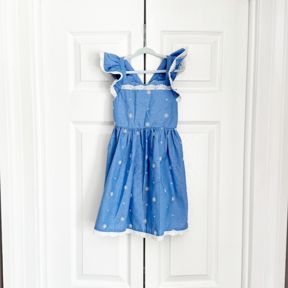 Chambray eyelet dress